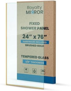 Royalty Fixed Shower Screen - Frameless 3/8" Clear Tempered Glass Panel with Hardware - Easy Clean Smart Guard Coating - Minimalist Modern Design for Bathroom