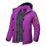 TACVASEN Outdoor Jacket Women Waterproof Hiking Jacket Winter Fleece Coat Cotton jacket Ladies Army Military Jacket Waterproof Softshell Ski Jacket Purple