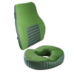 The White Willow Back Support & Donut Pillow for Tailbone Pain Combo-Hard Memory Foam Car Seat Back Rest Cushion & Donut Cushion-Lumbar Back Support for Office Chair-Piles & Coccyx Ring Pillow-Green