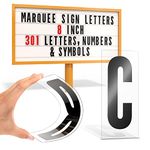 Houseables Marquee Sign Letters, Plastic Board Letter, 20.32 cm Character on 22.86 cm x 10.16 cm Flexible Panel, 301 PCS, Black, Red, w/Numbers, Punctuation, Portable, Outdoor Changeable Lettering, Sidewalk Menu