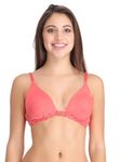 Clovia Women's Cotton Rich Non-Padded Front Open Plunge Bra (BR0766P14_Pink_36D)