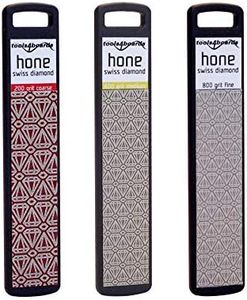 Tools4Boards Hone Trio Ski & Snowboard Swiss Diamond File Stone Set (3 Piece) Includes 3 Most Used Grits (Red Coarse 200, Yellow Medium 400, White Fine 800) Extra Large Diamond Surface 95mm x 20mm