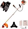 2 Stroke Petrol Strimmer - 52cc Petrol Brush Cutter Heavy Duty with Bull Horn Handles | Brushcutter Strimmer | 2-In-1 Nylon and Metal Blade Strimmer | Multi Functional Garden Tool | eSkde
