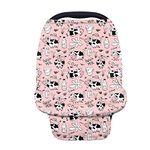 Wanyint Cute Milk Cow Animal Print Pink Baby Car Seat Covers - Carseat Canopy for Babies Boys Girls,Multi-Use Nursing Breastfeeding Covers,Nursing Scarf