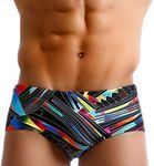 UXH New Men Swimwear Boxer Beach Shorts suilt Men's Boxer Surfing Swim Pants Stretch Swimming Trunks (607 Line, US M/Asian Tag XL Fit Waist 32-34in)