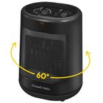 Russell Hobbs 2000W/2KW Electric Heater in Black PTC Ceramic Space Heater, Portable Oscillating 2 Heat Settings Overheat Protection, Adjustable Thermostat 20m2 Room Size RHFH1008B, 2 Year Guarantee