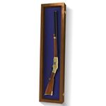 PENNZONI Gun Display Case, Rifle Display Case, Gun Display Case for Rifles & Shotguns, Sword Wall Mount, Walnut Frame w/ Acrylic Door & Blue Felt