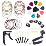 Anvin Guitar Accessories Kit All-in 1 Guitar Tool Changing Kit Including Guitar Picks, Capo, Acoustic Guitar Strings, String Winder, Bridge Pins, Pin Puller, Picks & Pick Holder, Finger Picks