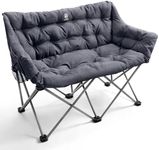EVER ADVANCED Double Camping Chair for Adults - 6cm Padded 320kg Folding 2 Seater Sofa With Side Pocket - Heavy Duty Luxury Outdoor Dining, Garden, Fishing Chair - Portable Oversized Comfy