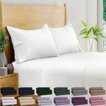 BAMPURE 100% Organic Certified Bamboo Sheets King - 4 Piece Set - Superior Soft & Cooling Sheets - Up to 16 Deep Pocket - Luxury Series - 1 Flat Sheet, 1 Fitted Sheet, 2 Pillowcases (King White)