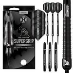 Harrows SUPERGRIP BLACK EDITION 90% Tungsten Steel Tip Darts Set. Available in 21g, 22g, 23g, 24g, 25g, 26g, 28g & 30g - Includes Supergrip Shafts & Supergrip Flights-24g