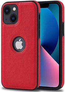 AIOVETEAB Funda Compatible con iPhone 13 Mini, Slim Premium PU Cuero Retro Business Antiarañazos Anti-Choques Case Funda de Piel Protectora para iPhone 13 Mini (Rojo)