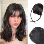 BAERFIT Clip in Bangs for Women 100% Human Hair Extensions Wispy Bangs Fringe with Temples Hairpieces Clip in Bangs Front Hair Bangs Flat Bangs Clip Curved Bangs