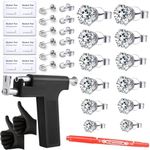 Self Ear Piercing Gun Kit with 12 Pairs of CZ Ear Stud Piercing Tools with Multi-Purpose Ear Gun for Salon and Home Use