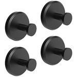 HOME SO Suction Cup Hooks for Shower, Bathroom, Kitchen, Glass Door, Mirror, Tile – Loofah, Towel, Coat, Bath Robe Hook Holder for Hanging up to 15 lbs – Waterproof, Dark, Matte Black (4-Pack)