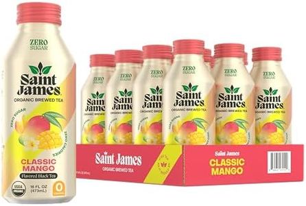 Saint James Iced Tea - Organic Black Tea - Non-GMO, Gluten Free, Zero Calorie, Zero Sugar - Classic Mango, 12 Pack (16 fl oz each)