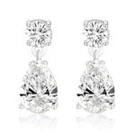 XUPING Teardrop Dangle Earrings for Women Cubic Zirconia Stud Sparkle Crystal Bridal Wedding Earrings Silver Rhinestone Bride Bridesmaid Jewelry Party Gifts