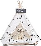 Pet Teepee for Dogs/Puppy and Cats with Thick Cushion Portable 24in Pet Tent with Blackboard Pet Houses Bed for Small Puppy Dog Indoor Outdoor