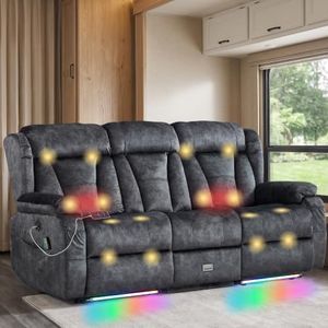 IBTKIG Zero Wall Reclining Sofa with Heat and Massage Power RV Recliner