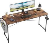 COTUBLR 55 Inch Computer Desk, Home Office Desk, Simple Modern Large Desk for Bedroom, Writing Desk with Storage Bag, Study Table for Students, Rustic Brown