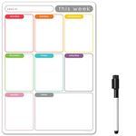 TMS A4 Magnetic Weekly Planner, Dry Wipe Fridge Calendar Whiteboard for Organising Daily Tasks, Meal Planning or Business Plans in Offices - with Dry Erase Marker Pen