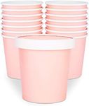 Glowcoast Ice Cream Containers With Lids - 16 oz Pint Disposable Ice Cream Storage Container for Homemade Icecream. Freezer-Safe Tub with Lid Protect Frozen Desserts like Yoghurt (Peach, 25)