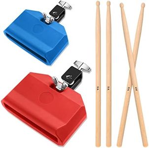 6 Pieces Drum Jam Block Musical Percussion Block with Maple Drum Sticks 5A Adjustable Mount Bracket Plastic Percussion Instruments Block for Latin Drum