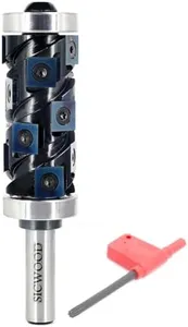 Heavy Duty Carbide Insert Top and Bottom Bearing Flush Trim Router Bit 1/2 Shank, with 14pcs DLC Coated Blade, 2-9/16" Height X 1-1/4" Diameter, for Professional Woodworking