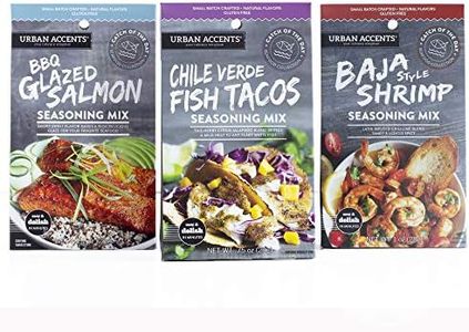 Urban Accents Gluten Free Main Dish Seafood Seasoning Bundle - Seafood Spice & Seasoning Packs (Set of 3) – Baja Shrimp, BBQ Glazed Salmon & Chile Verde Fish Taco Seasoning for Cooking