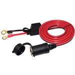 13FT 12V Female Cigarette Lighter Socket Battery Eyelet Ring Terminal 12volt Extension Cord Outlet Adapter Plug Power Supply Car Electrical Dc Cigarettes Charger Accessory Connector Kit 15Fuse(13FT)