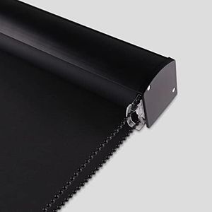 KCO Blackout Roller Shade Blinds for Windows with Valance Cover, Roller Window Shade UV Protection Waterproof Fabric for Home, Bedroom, Door Windows, 26" W x 72" L, Black