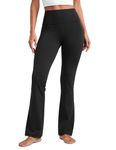 CRZ YOGA Women's Butterluxe Flared Leggings - 32" High Waist Bootleg Trousers Bootcut Soft Casual Yoga Pants with Pockets Black 12