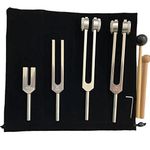 Tuning Fork 528 Hz Healing Tuning Fork 432 Hz Set of 4 Tuning Forks (128 Hz, 136.1 Hz, MI 528 Hz, 4096 Hz) Ideal for Therapy, Chakra Therapy, Sound Therapy, Stress Relief