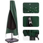 RICHIE Garden Parasol Cover Outdoor Umbrella Covers Fit 2.5 to 4m Diameter Parasols 190x25x50cm Waterproof 600D Oxford PVC Coating with Heavy-duty Zip and Adjustable Drawstring Cord at Bottom, Green