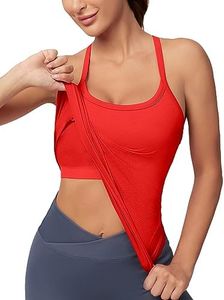 MathCat Workout Tank Tops for Women with Built in Bra, Sleeveless Gym Tops Seamless Racerback Athletic Yoga Shirts Red