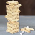 ToyMagic Wooden Numbered Tumbling Tower Game|51 Pcs 4 Dice Building Blocks Stacking & Balancing Tower Puzzle Game for Adults and Kids |Wooden Blocks Maths Board Game| Perfect for Gift|Made in India