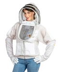 Massive Bee Store -- 3 Layer Beekeeping Ventilated Jacket Fully Protection Beekeepers Ultra Ventilated Bees Jacket with Fencing Veil (XL, White)