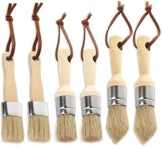 Acrux7 6 PCS Chalk Wax Paint Brush, Chalk Paint Brushes for Furniture, Natural Bristles Stencil Brushes for Stenciling, Wax Brush for Painting Waxing Furniture, Home Decor, Acrylic Paint, Milk Paint