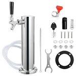 MRbrew Single Tap Draft Beer Tower, Stainless Core Beer Faucet Stainless Steel 3'' Flange Kegerator Tower Brewing Dispenser Kit with Countertop Installation Fittings and Self-Closing Faucet Spring