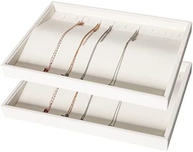 Coward Set of 2 Stackable Necklace Holder Organizer Tray Velvet Necklace Display Stand for Selling Jewelry Box Case for Storage(beige(necklace+necklace))