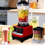 Blender Smoothie Makers 1200W,2L Smoothie Maker with 2 Plastic Cups, Max 48000 RPM,6 Stainless Steel blades for easy cleaning, by Blendra (Red)