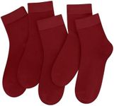 SERISIMPLE Colorful Quarter Ladies Crew Socks Breathable Solid Pastel Light Color Thin Bootie Unisex Sock 5 Pairs (s,Maroon)