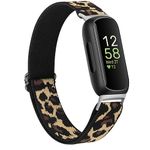 Elastic Nylon Straps Compatible with Fitbit Inspire 3 Strap for Women Men, Soft Adjustable Stretchy Sport Bands Replacement Wristband for Fitbit Inspire 3 Fitness Tracker (Leopard)