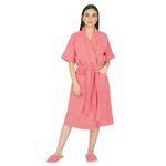 RANGOLI SOFT ABSORBENT DURABLE TOWELS Noble 100% Cotton Bathrobes For Men&Women,400 Gsm|Ultra-Soft,Lightweight&Highly Absorbent Luxurious Bath Gown/Bath Robe With Matching Slippers|Coral,L