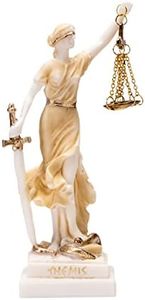 ESTATUA DE LA DIOSA GRIECA THEMIS CIEDA SEÑORA JUSTICIA ABOGADO REGALO DORADO 7.8 PULGADAS