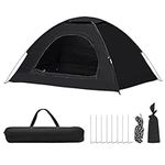 TUKAILAI 3 Man Tent Dome Camping Tent, Waterproof Windproof Anti-UV Tent, Easy Set Up Beach Tent, Tent with Carry Bag for Family Outdoor, Traveling, Hiking, Fishing, Backpacking(Black)