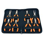 8 Piece Mini Precision CRV Pliers Set with Zipped Storage Case | Combination, Long Nose, Bent Nose, Flat Nose, Round Nose, Side Cutting and End Cutting Pliers