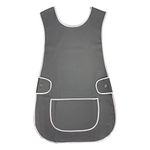 BITALY Universal Ladies Women Various Colour Tabard Apron Overall Kitchen Catering Cleaning Bar Pocket Small Medium Large XL 2XL 3XL sizes (Gray, XXL)