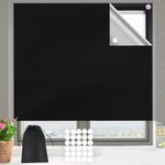 Portable Blackout Blind, 100% Blackout Material 200x145cm Free Cut Size & Shape No Drill Blackout Blinds with 30 Pairs Self Adhesive Fasteners for Bedroom, Nursery, Loft, Travel