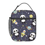 cromcu Insulated Lunch Box for Girls Women Kids Panda Lunch Box for Work,Picnic,School,Travel,Hiking, Beach or Fishing Polyester Panda Lunch Bag Astronaut Panda